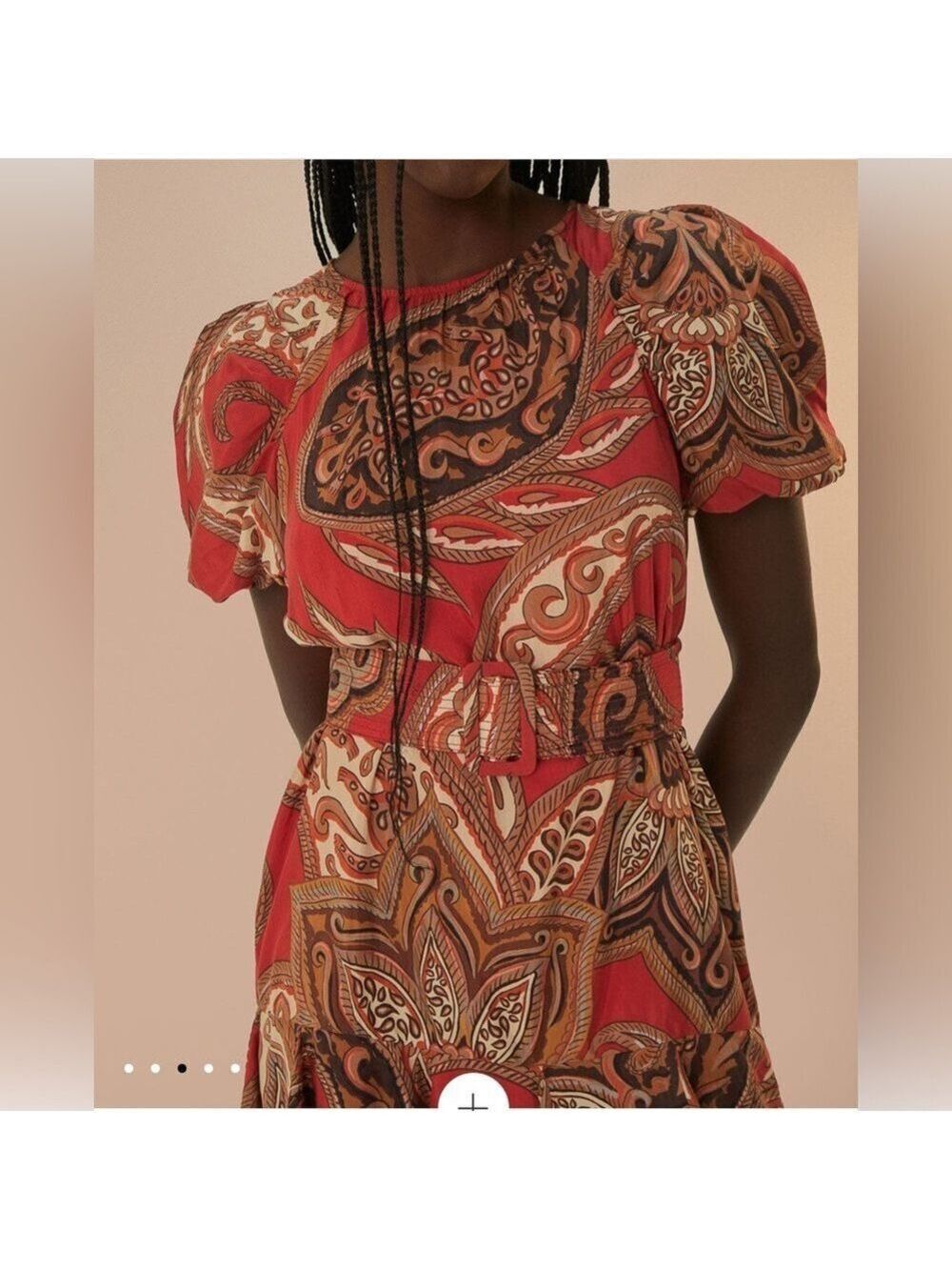 Farm Rio Leopard Paisley Burgundy Mini Dress - Picture 4 of 9